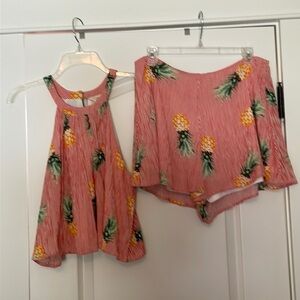 Boutique pineapple striped two piece outfit set